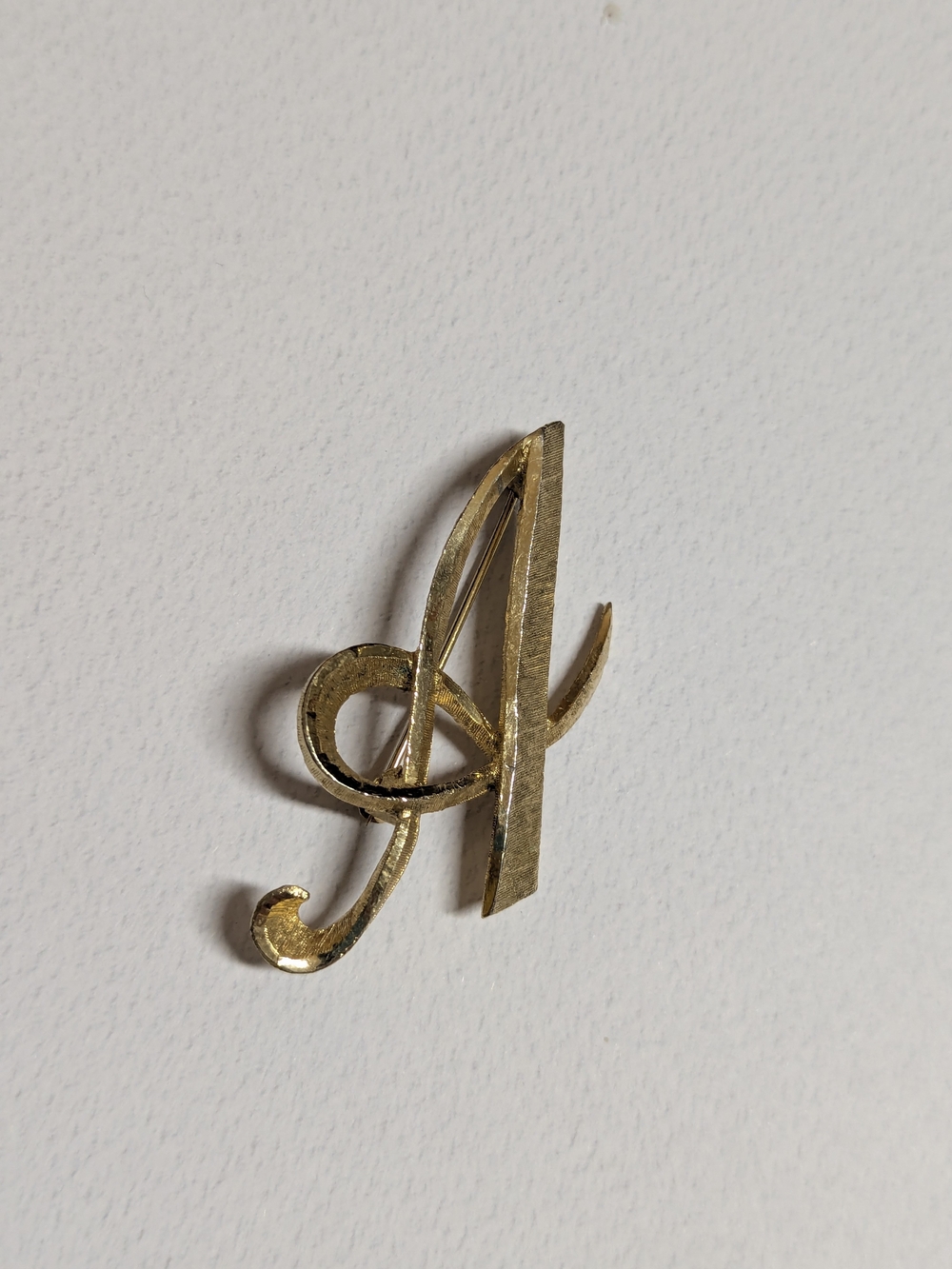 Vintage Mid-Century Mamselle Script "A" Pin Brooch